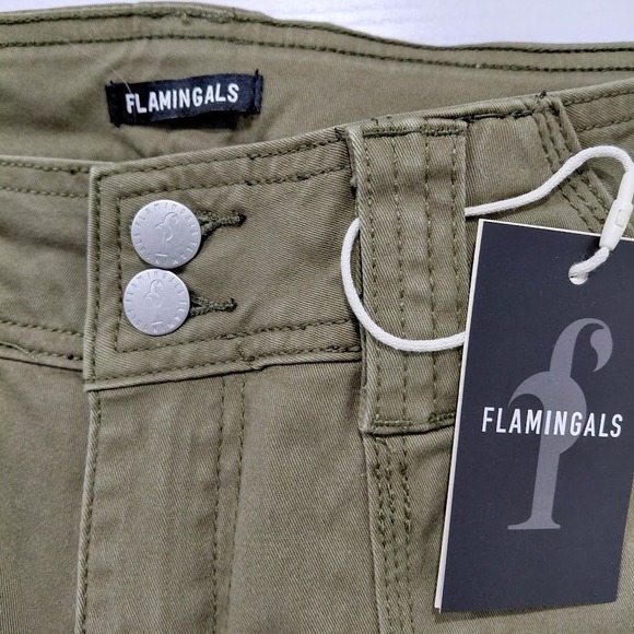 Women's Olive Green Wide-Leg Pants - Picture 8 of 16